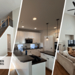 Split image displaying different angles of a Castle Rock home's freshly painted interiors.