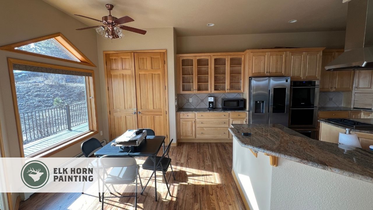 Image of a kitchen with newly painted walls showcasing a fresh, textured finish that enhances the room’s style and sophistication.