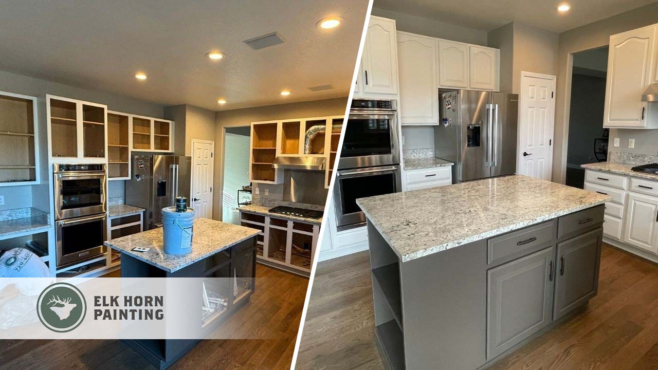 This is a before an after image of a kitchen renovation project in Denver.
