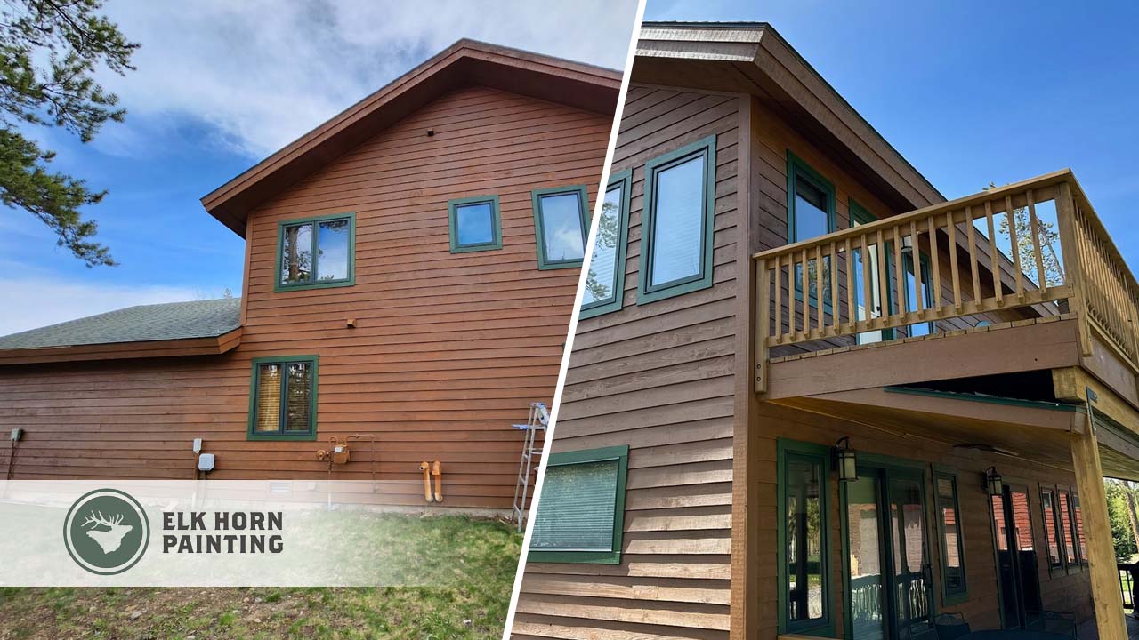 Exterior and deck of a wood exterior that has recently been repainted by Elk Horn Painting in Denver.