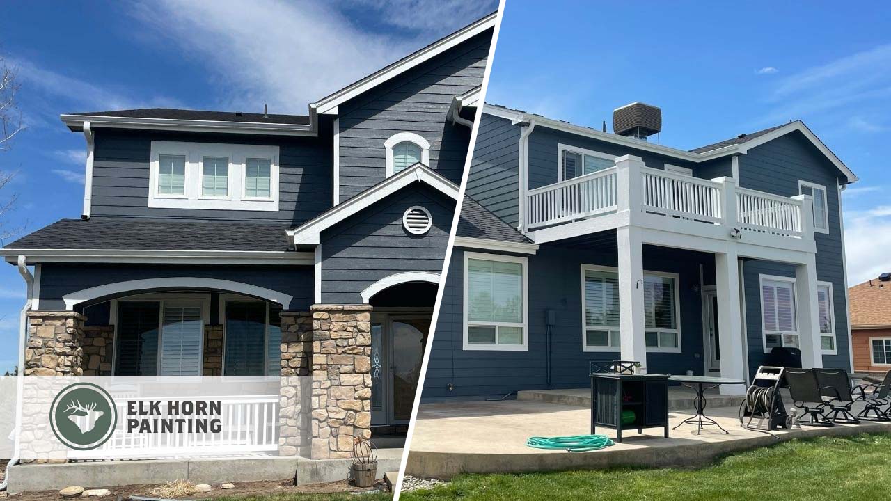 This is a split image of two houses in denver, CO that have recently been repainted.