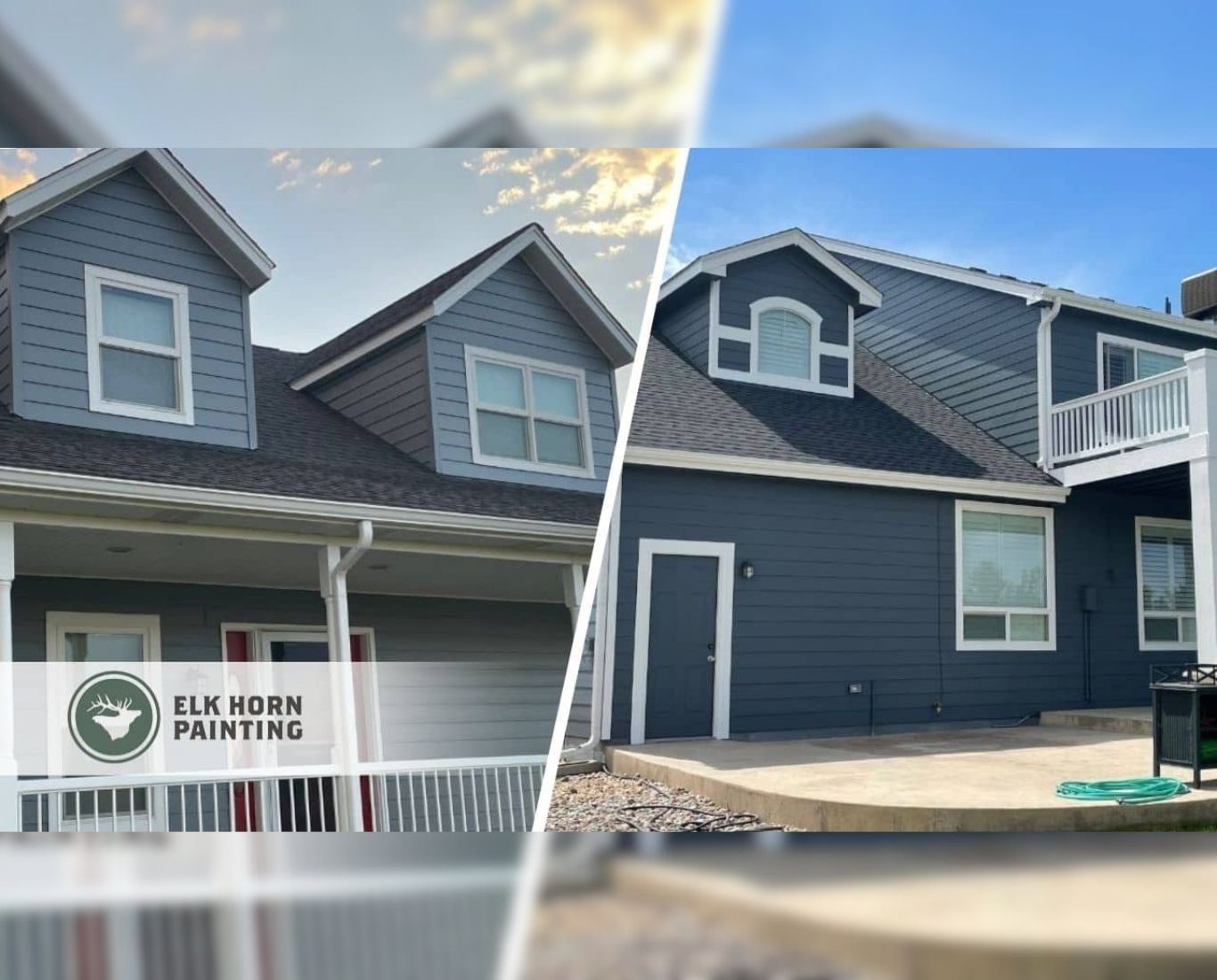 Painter refreshing faded home siding and trim with clean exterior coating application